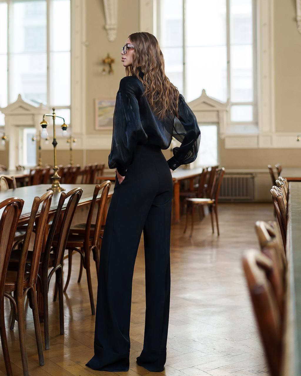 Womens Premium Diagonal Crepe Suit Trousers Black