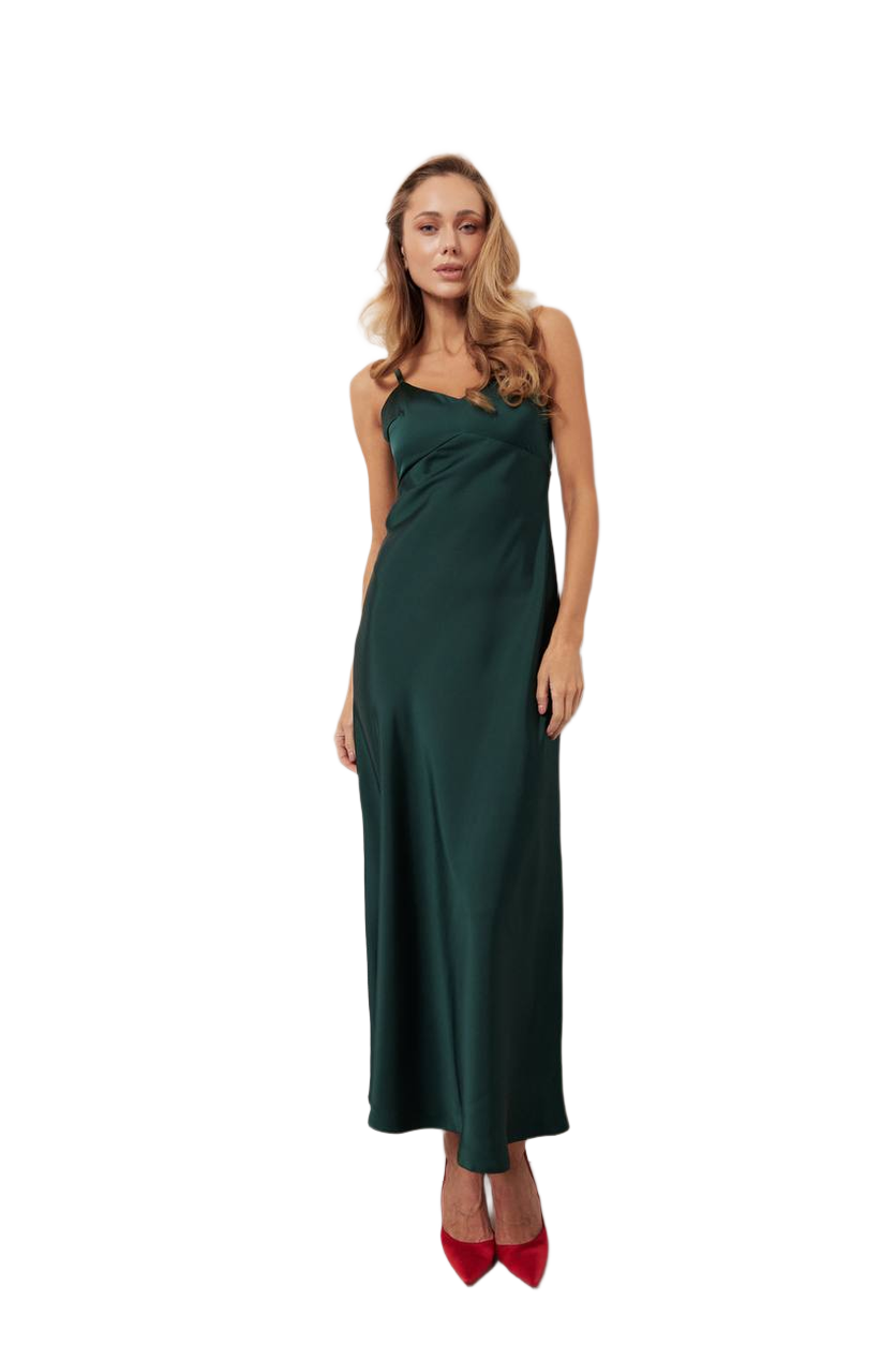 Elegant Satin Combination Dress for Women in Green