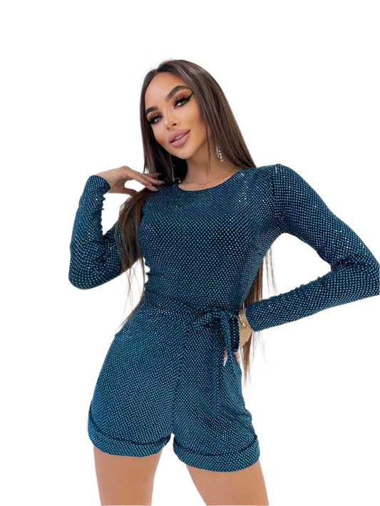 Kamila Stretch Knit Jumpsuit for Women with Pockets and Belt