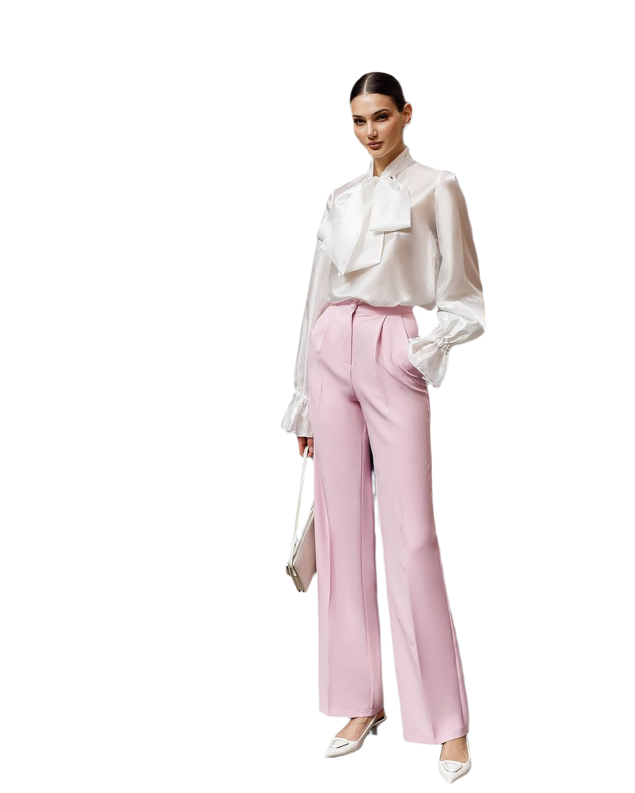 Premium Diagonal Crepe Women's Trousers in Pink and Neutral Colors