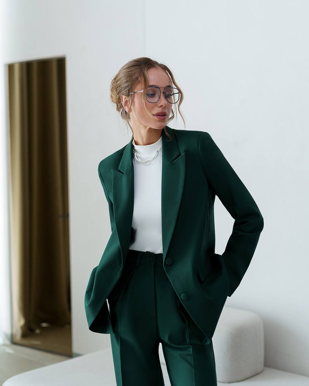 Womens Polished Tiar and Lux Fabric Suit in Green