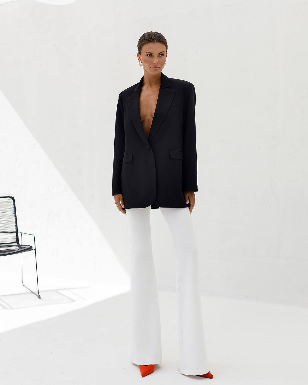 Oversize Black Blazer for Women Premium Suiting Crepe