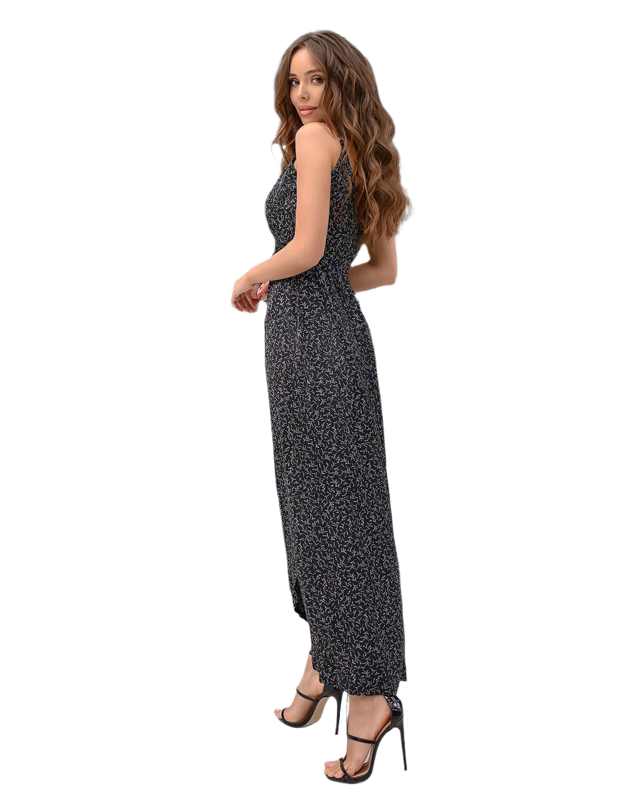 Elegant Printed Silk Strappy Dress for Women
