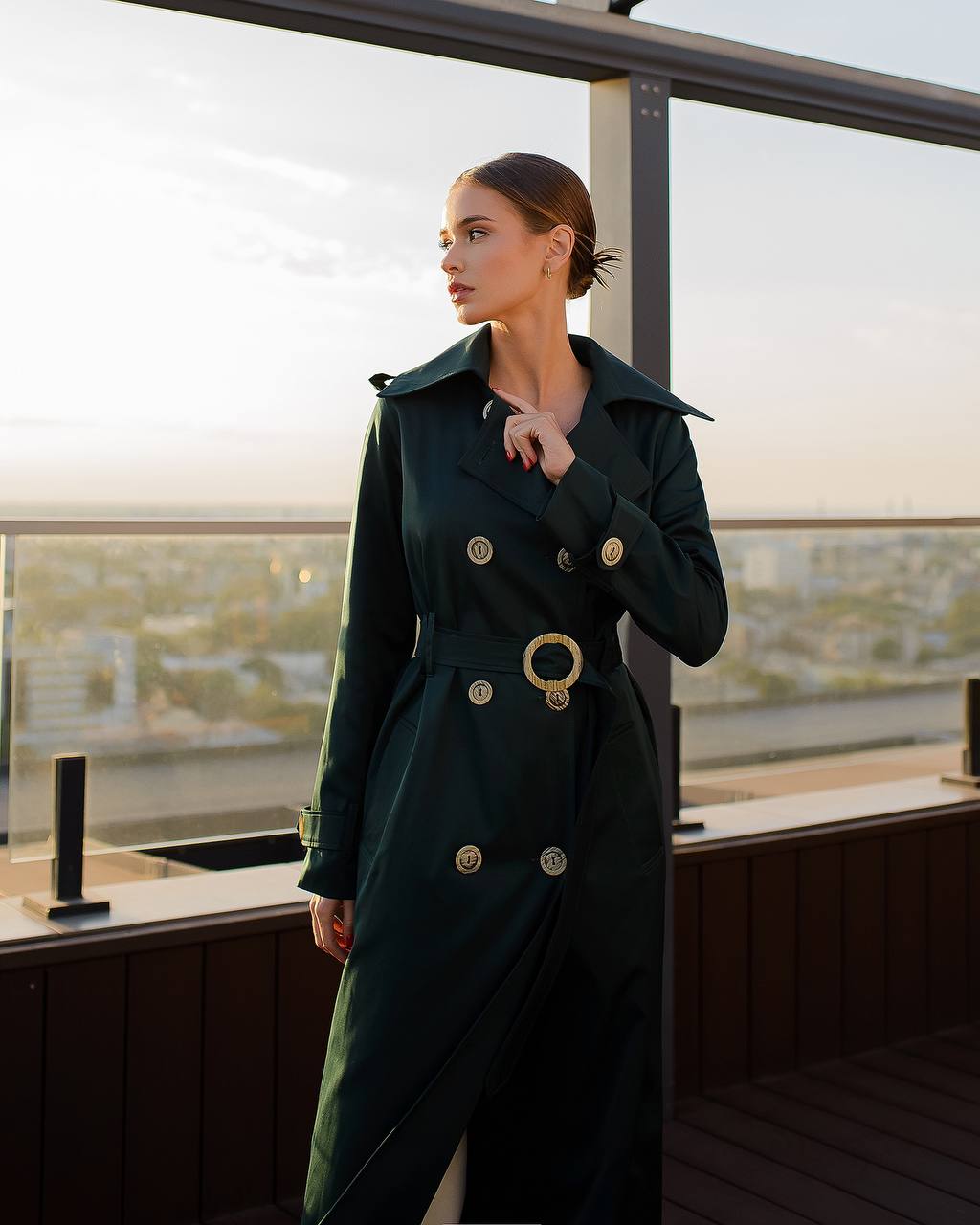 Stylish Cotton Trench Coat for Women with Pockets and Belt Slim Fit Outerwear