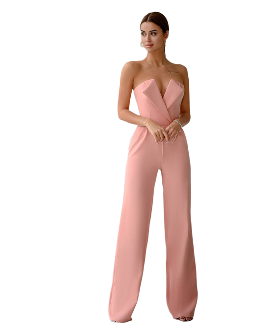 Elegant Bridal Wedding Bridesmaid Prom Graduation Corset Jumpsuit Wide Leg Palazzo Pants Courthouse Wedding