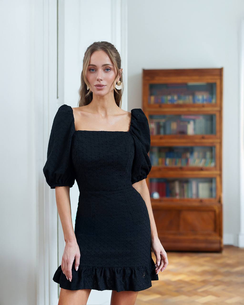 Cotton Broderie Off Shoulder Dress with Ruffle Hem