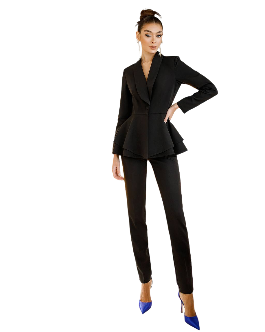 Premium Diagonal Crepe Women's Suit Black