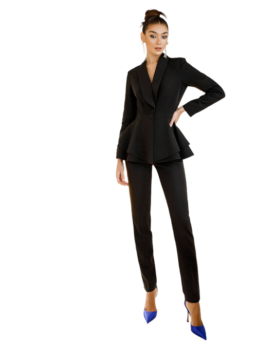 Premium Diagonal Crepe Women's Suit Black