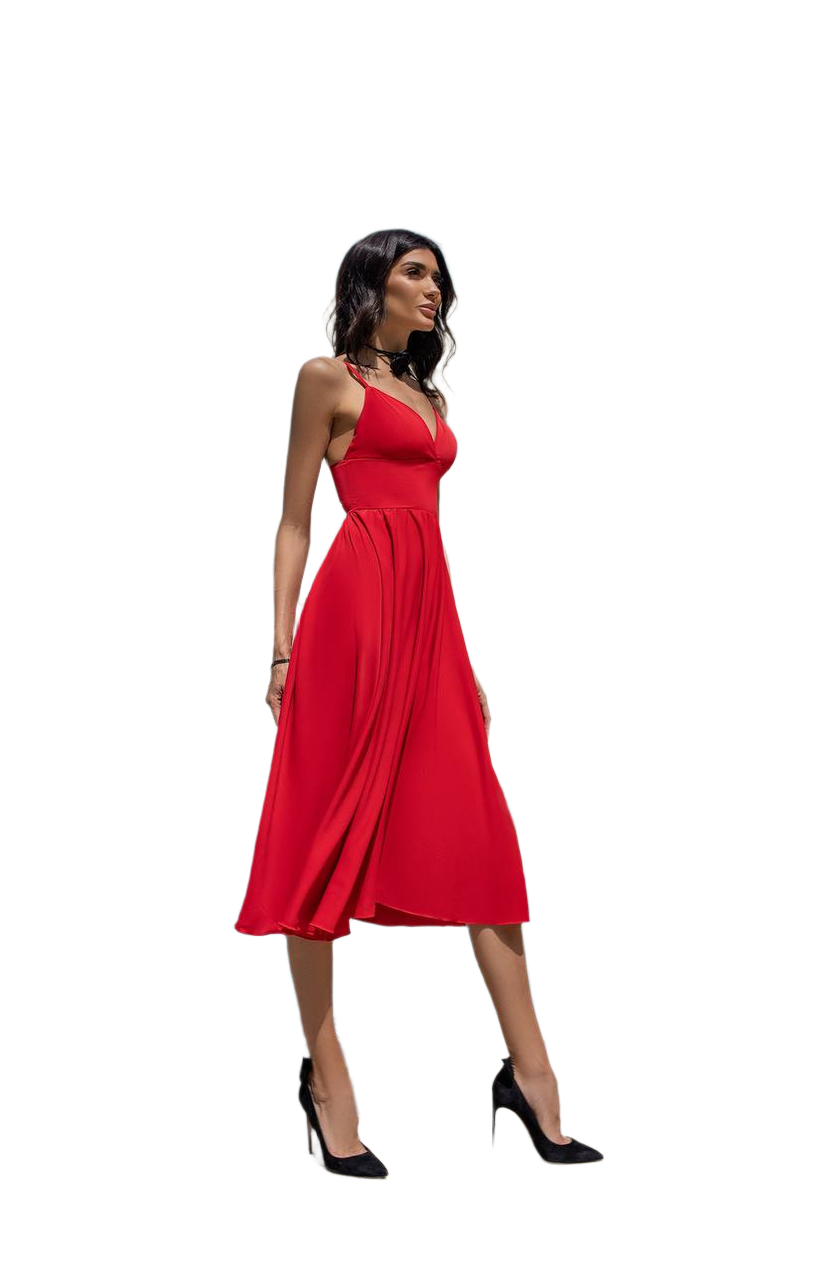 Sany Red Midi Dress Premium Las Vegas Knitwear Women