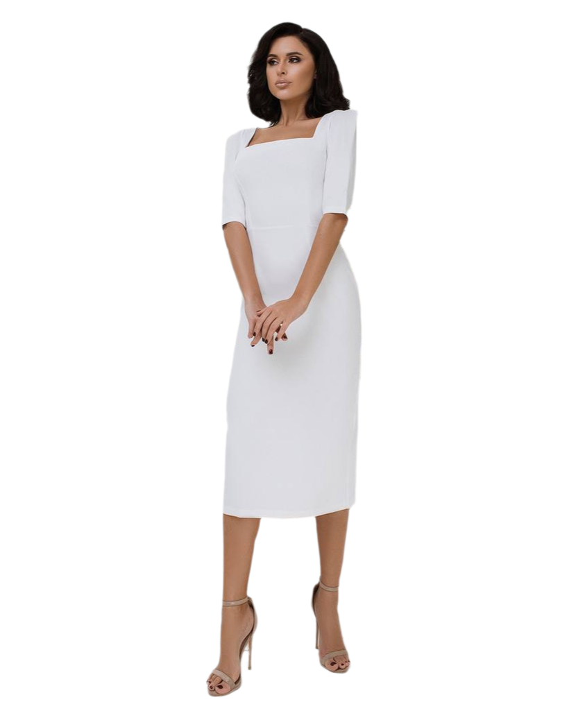 Dress Holly Women Diagonal Crepe Midi Dress with Belt