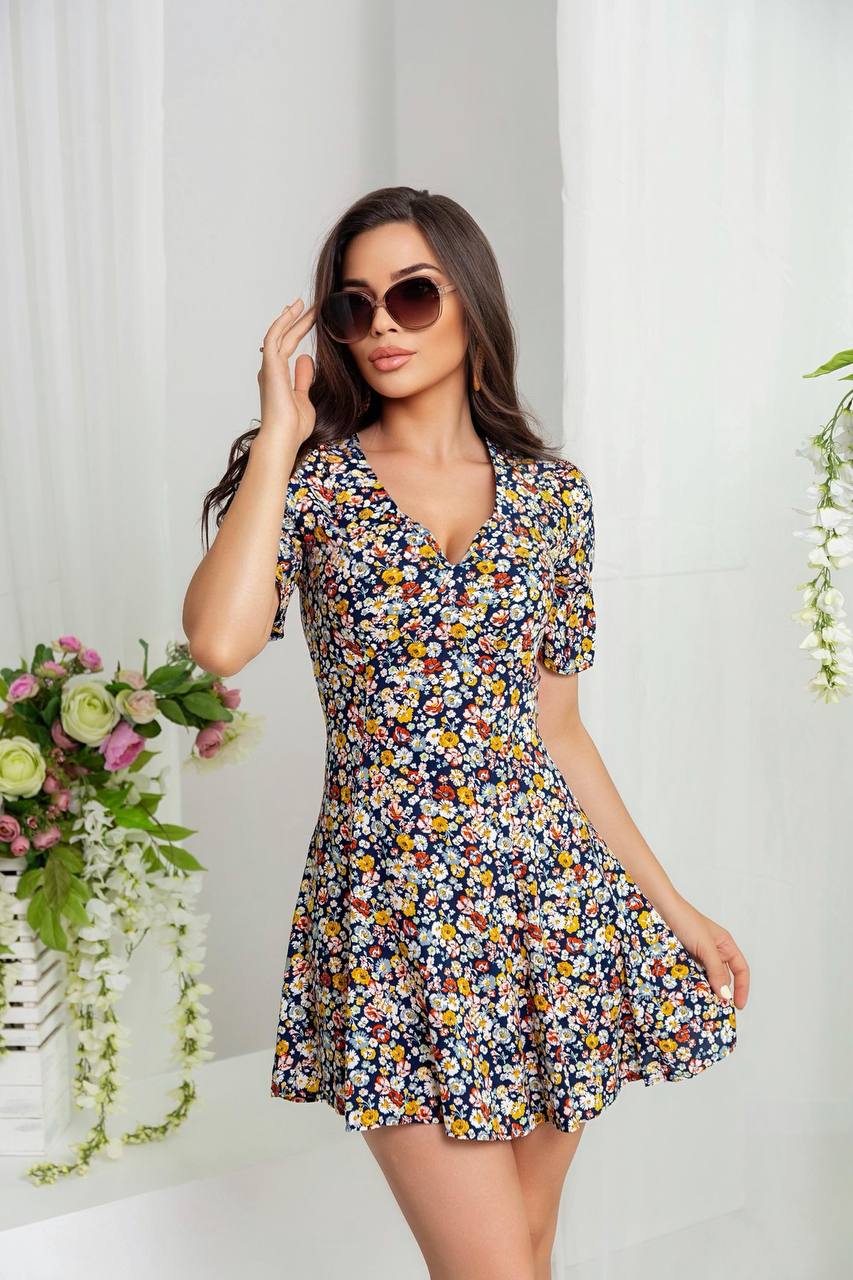 Floral Chiffon Short Sleeve Dress for Casual Events and Summer Fun