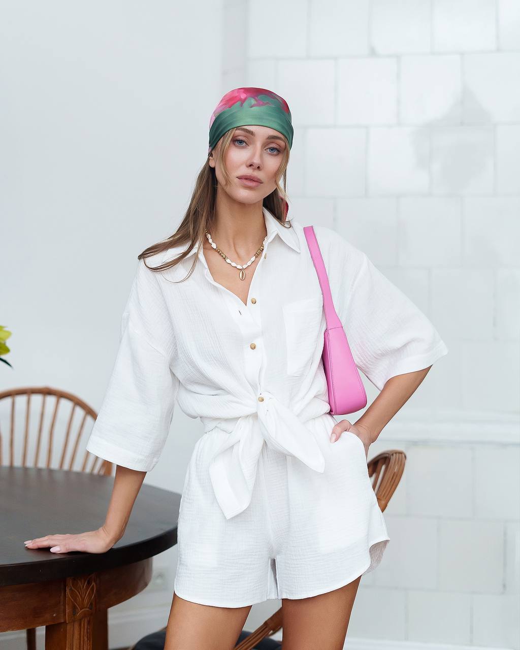 Womens Muslin Shirt and Shorts Summer Suit Set