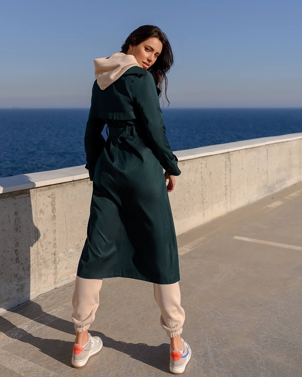 Stylish Cotton Trench Coat for Women with Pockets and Belt Slim Fit Outerwear