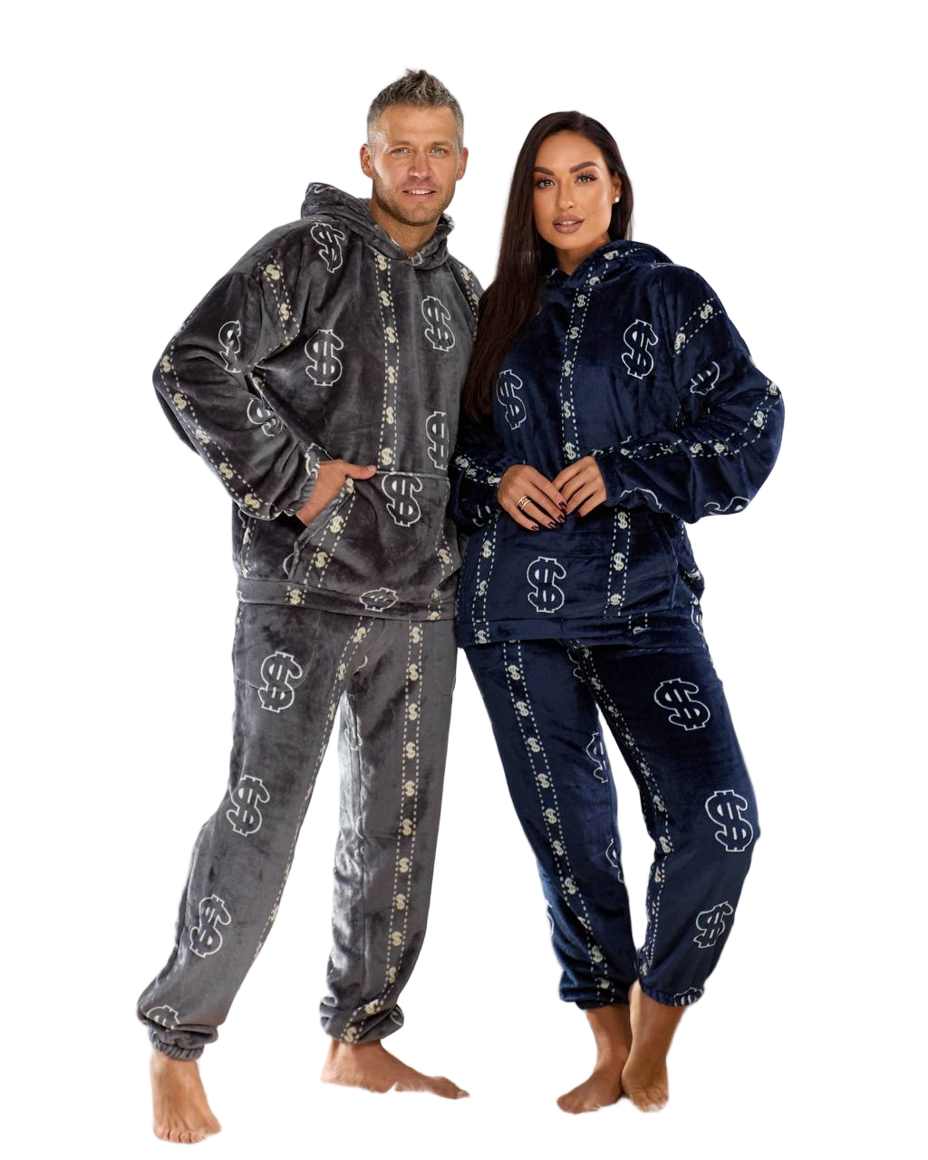 Unisex Warm Plush Hooded Pajamas Comfortable Loungewear