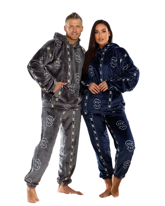 Unisex Warm Plush Hooded Pajamas Comfortable Loungewear