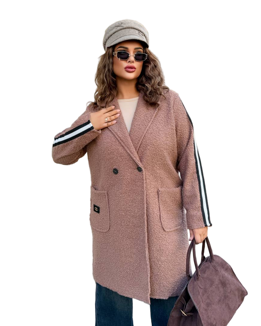 Mauve Boucle Coat Double Breasted Unlined Autumn Outerwear