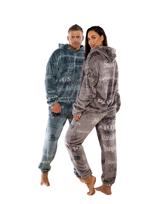 Unisex Warm Plush Hooded Pajamas for Winter Comfort