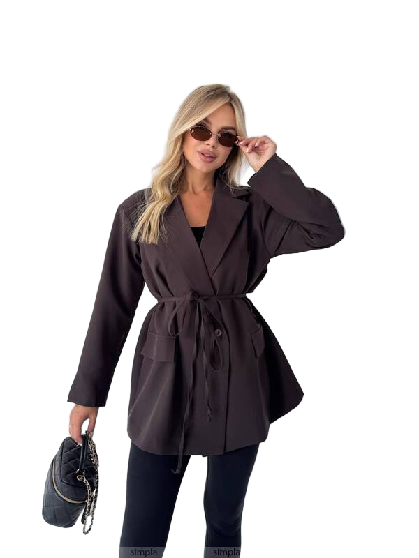 Oversize Brown Jacket with Shoulder Pads and Lining