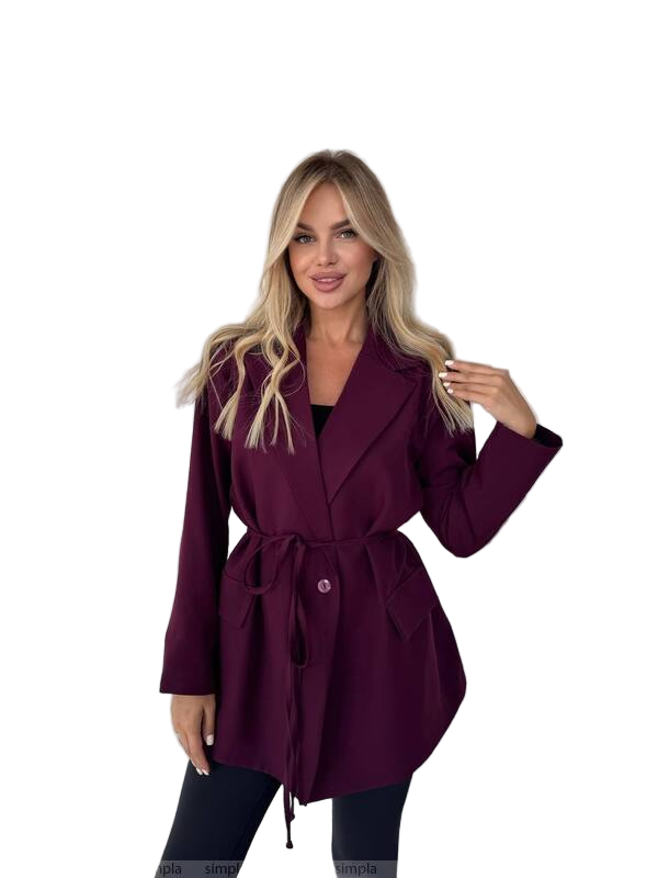 Womens Oversized Burgundy Blazer Jacket with Shoulder Pads