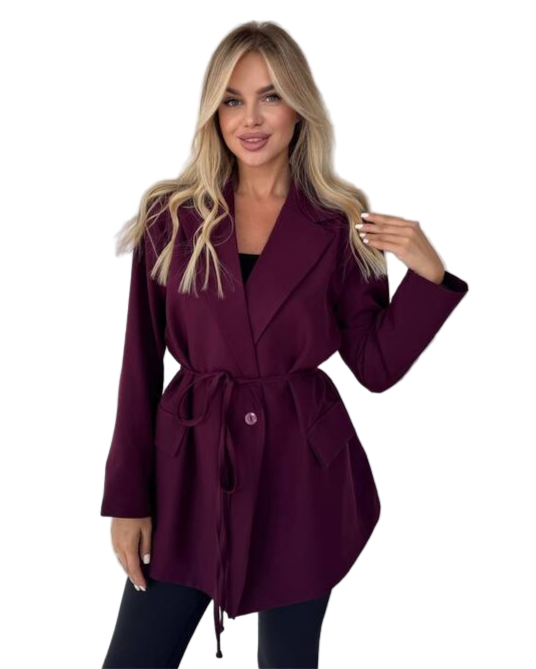 Womens Oversized Burgundy Blazer Jacket with Shoulder Pads