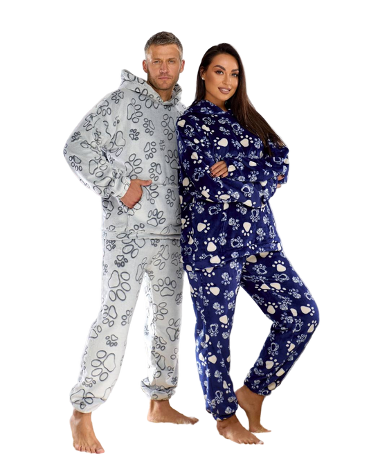 Unisex Warm Plush Pajamas with Hood Cozy Loungewear