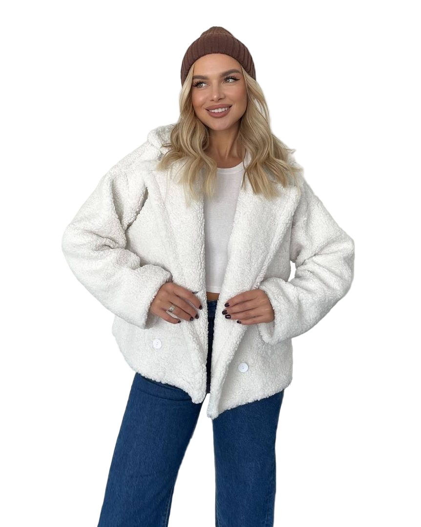 White Teddy Coat Jacket Oversized Faux Fur Lined