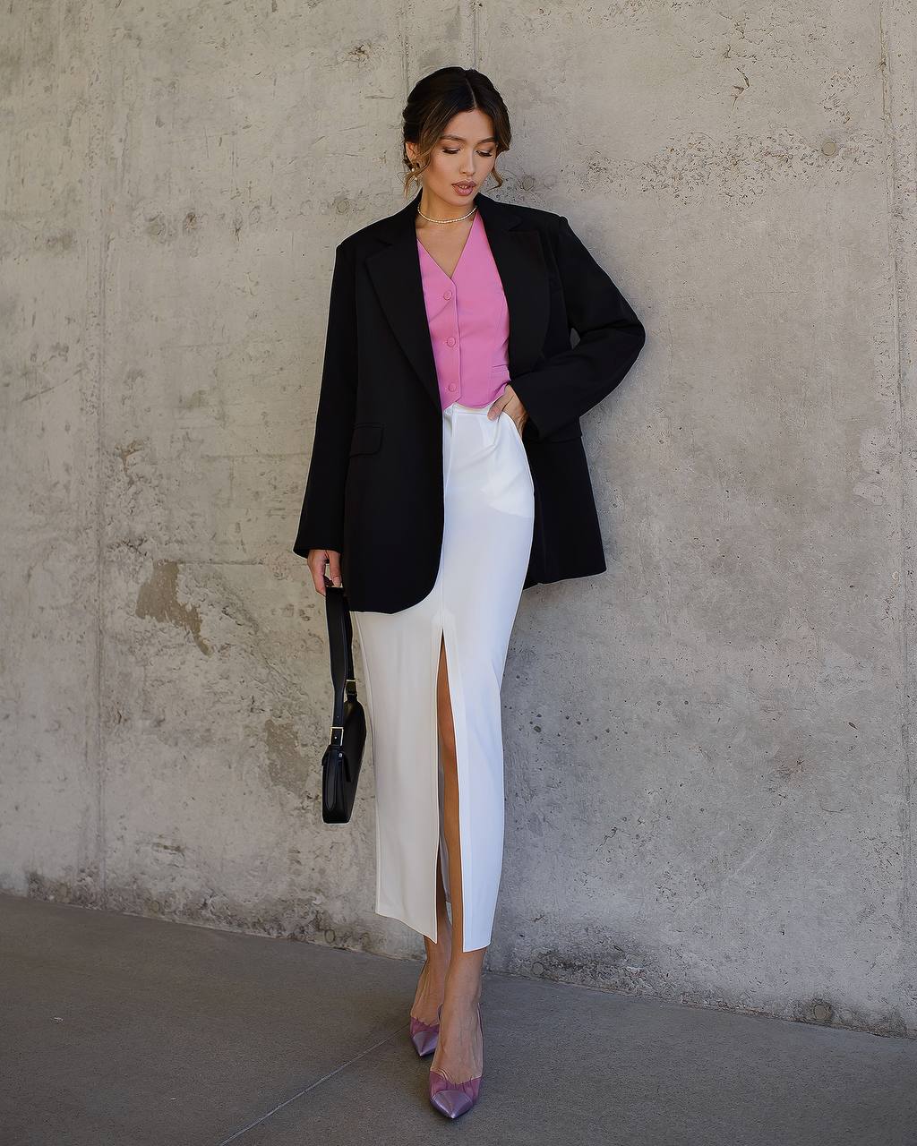 Oversize Black Blazer for Women Premium Suiting Crepe