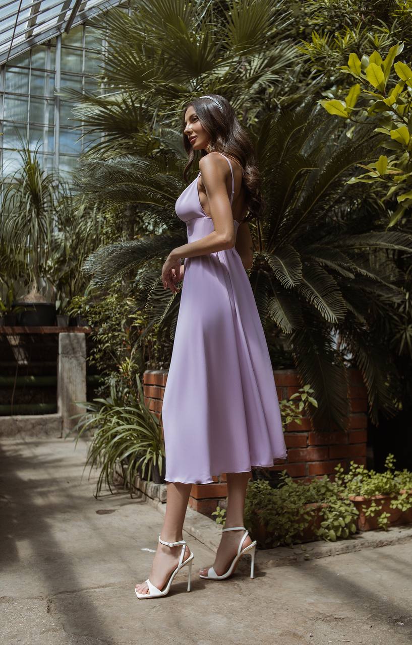 Sany Women's Midi Dress in Premium Las Vegas Knitwear Lavender Color