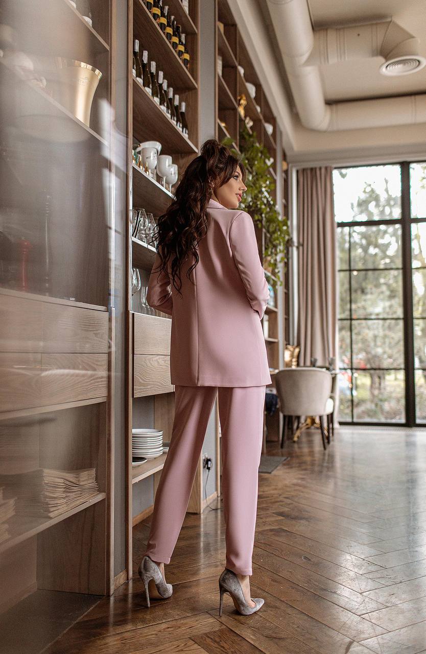 Stylish Trousers Suit Set with Lined Jacket in Multiple Colors
