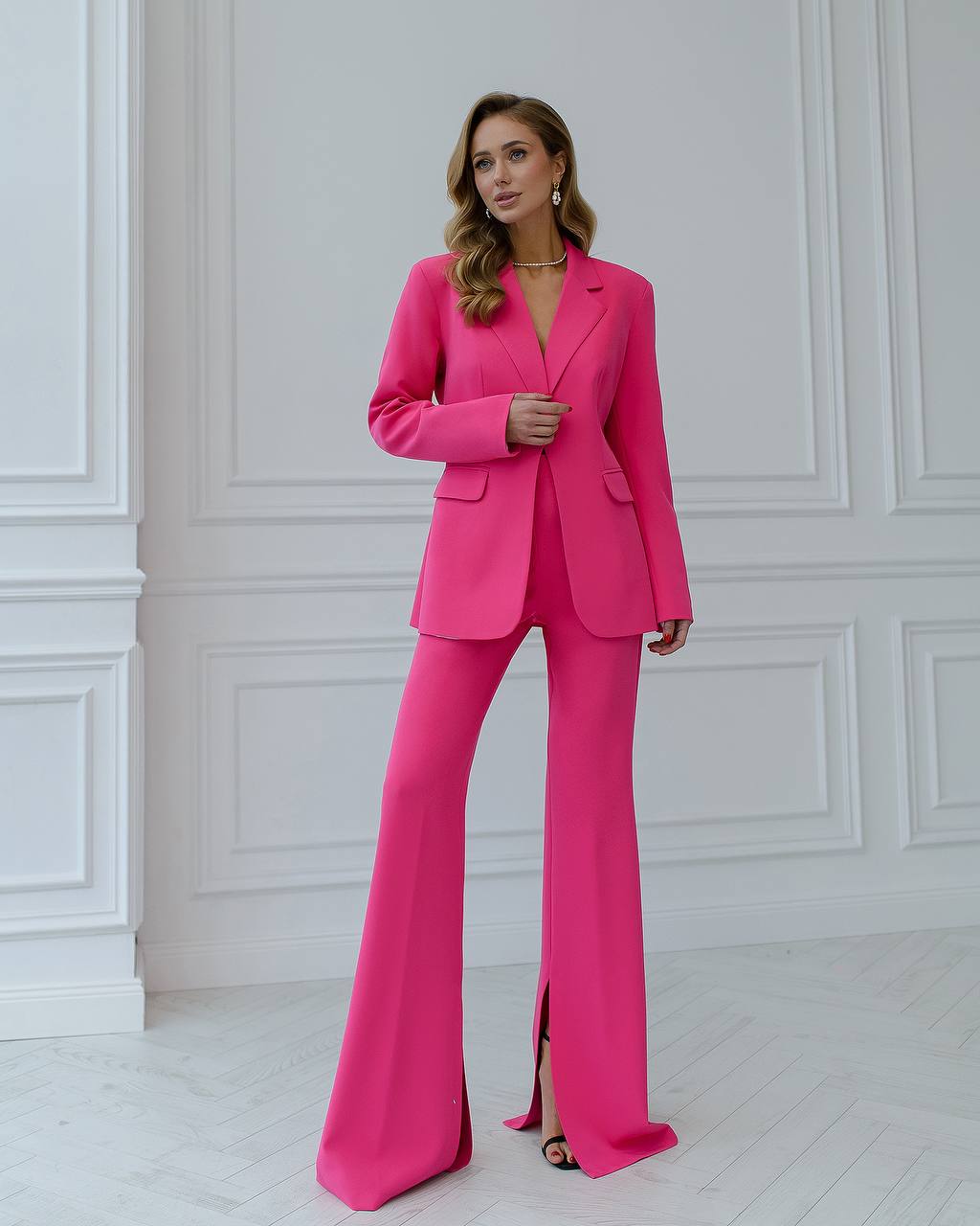 Premium Women's Diagonal Suit Crepe in Raspberry Color
