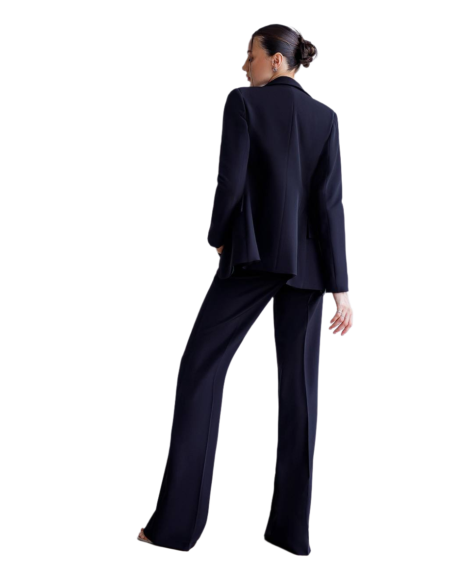 Womens Premium Diagonal Crepe Suit with Satin Collar