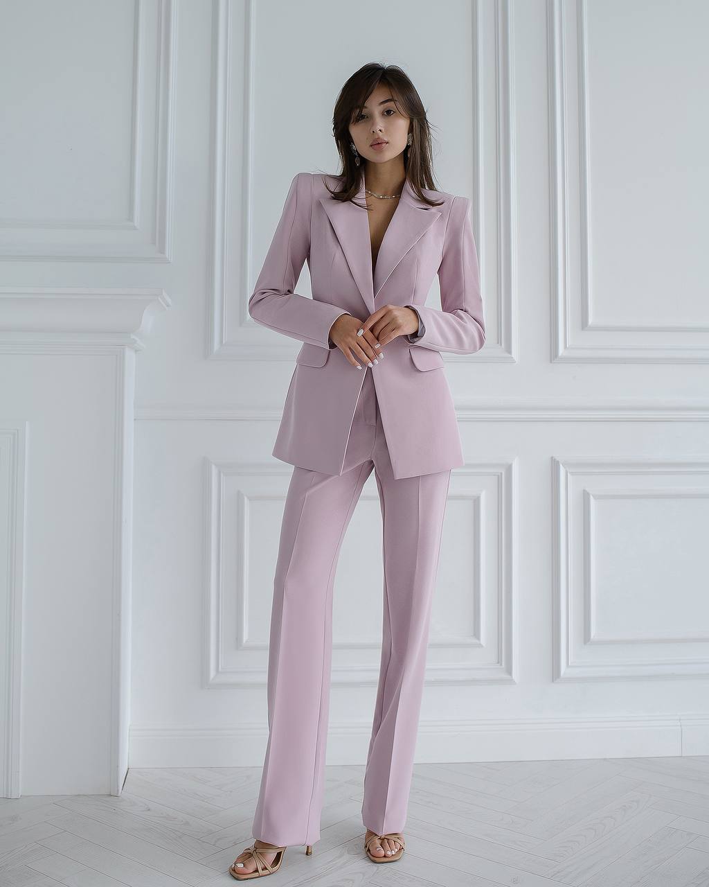 Womens Premium Crepe Diagonale Suit Blazer and Pants in Pink Black Red Blue and Milk