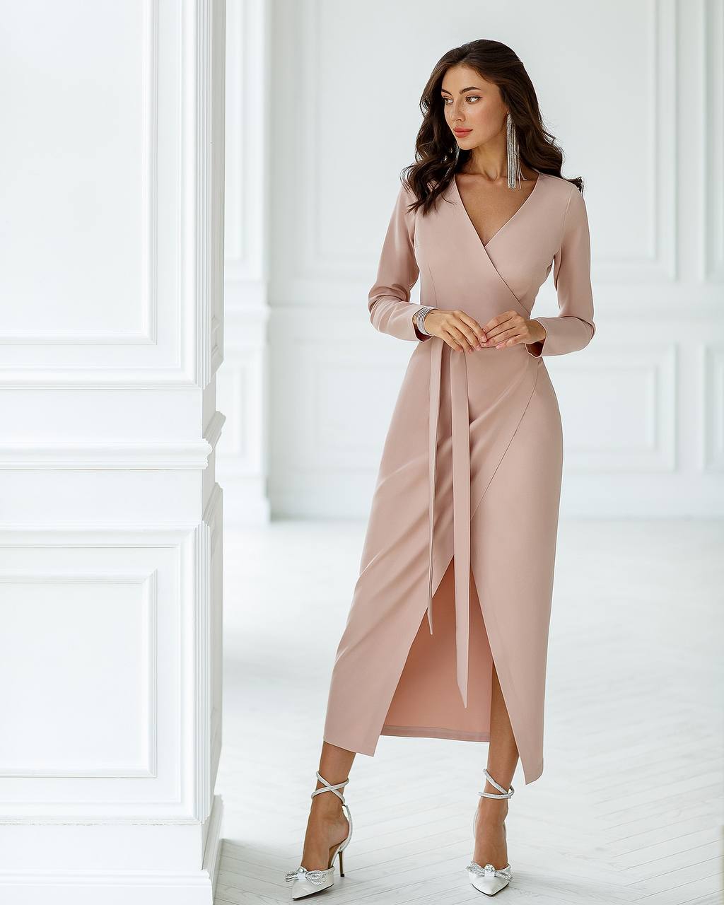 Elegant Wrap Midi Dress for Women in Multiple Colors