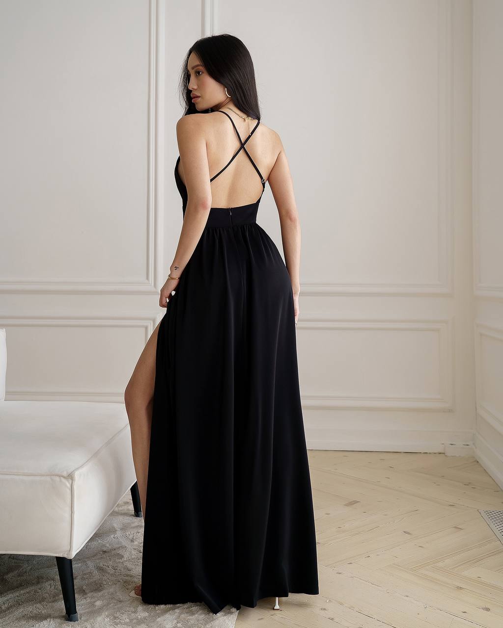 Elegant Crepe Silk Evening Dress for Women