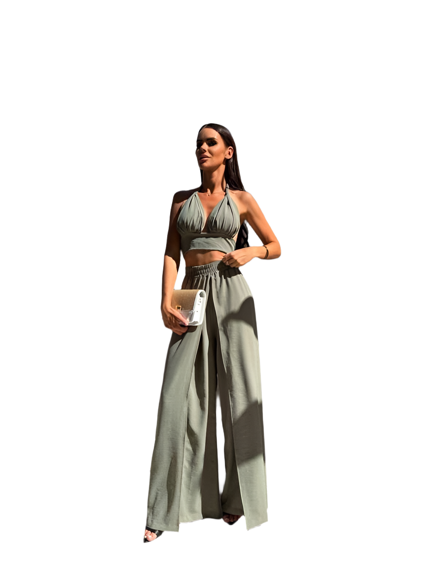 Stylish Summer Two-Piece Suit with Wide Pants