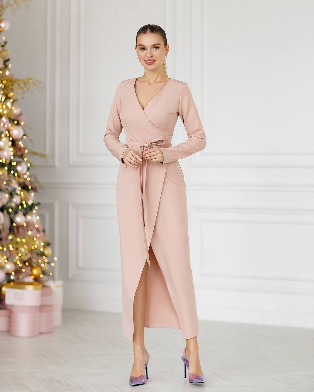 Elegant Wrap Midi Dress for Women in Multiple Colors