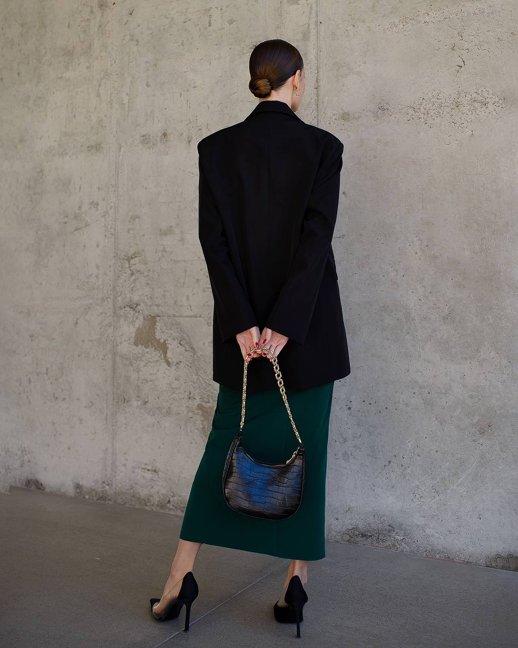 Oversize Black Blazer for Women Premium Suiting Crepe
