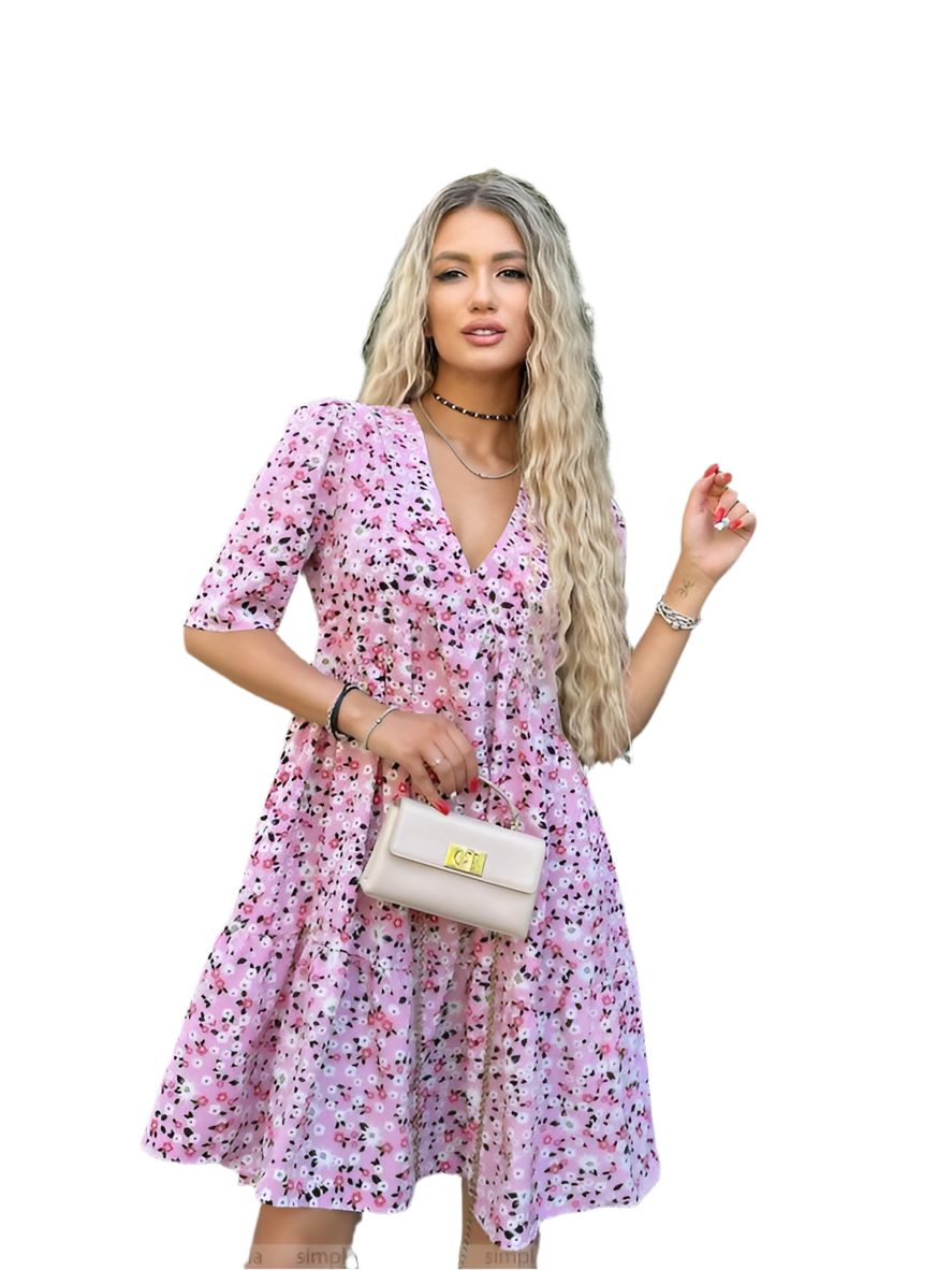 Elegant Summer Floral Silk Soft Dress for Women