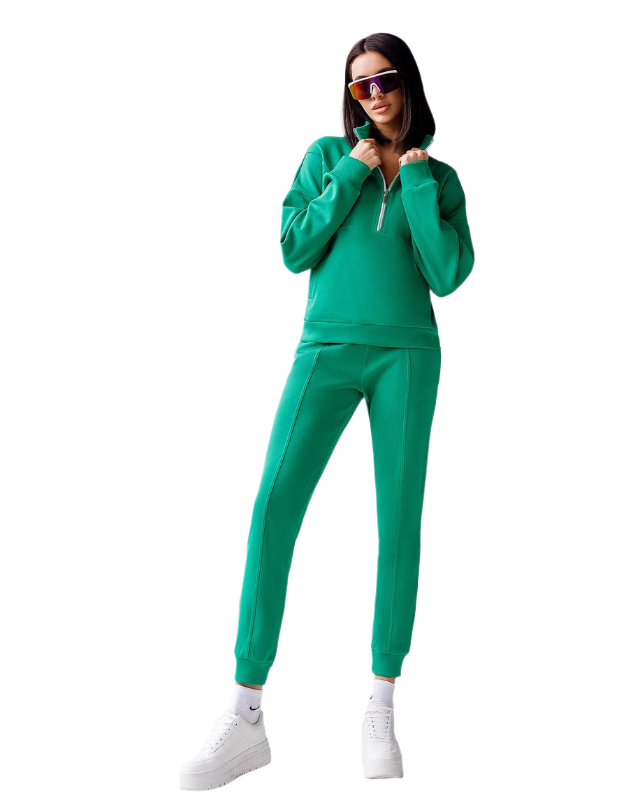 Womens Knitwear Sweatshirt and Pants Set with Zipper