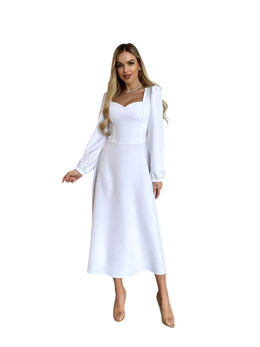 Chic White Midi Dress Elegant for Parties and Everyday Wear