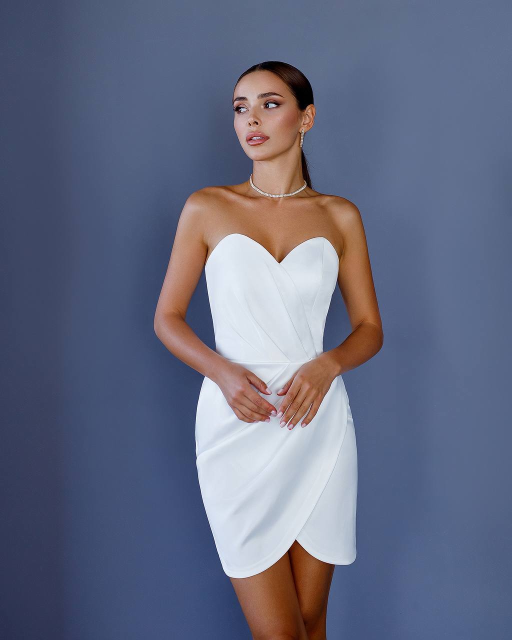Elegant Royal Satin Mini Dress for Women