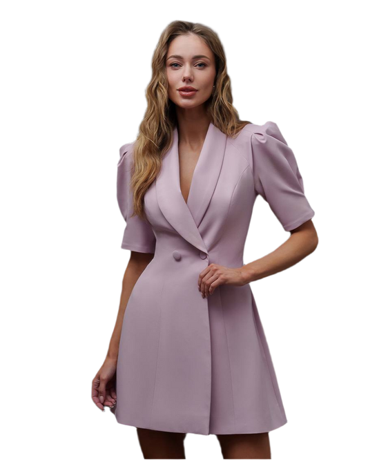 Elegant Puff Sleeve Dress in Premium Costume Crepe