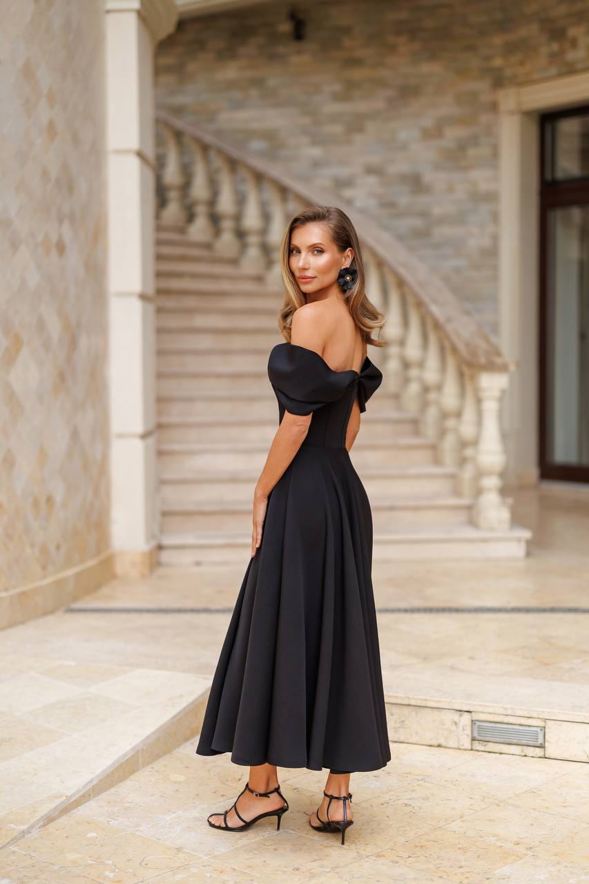 Elegant Off Shoulder Diagonal Crepe Dress for Women