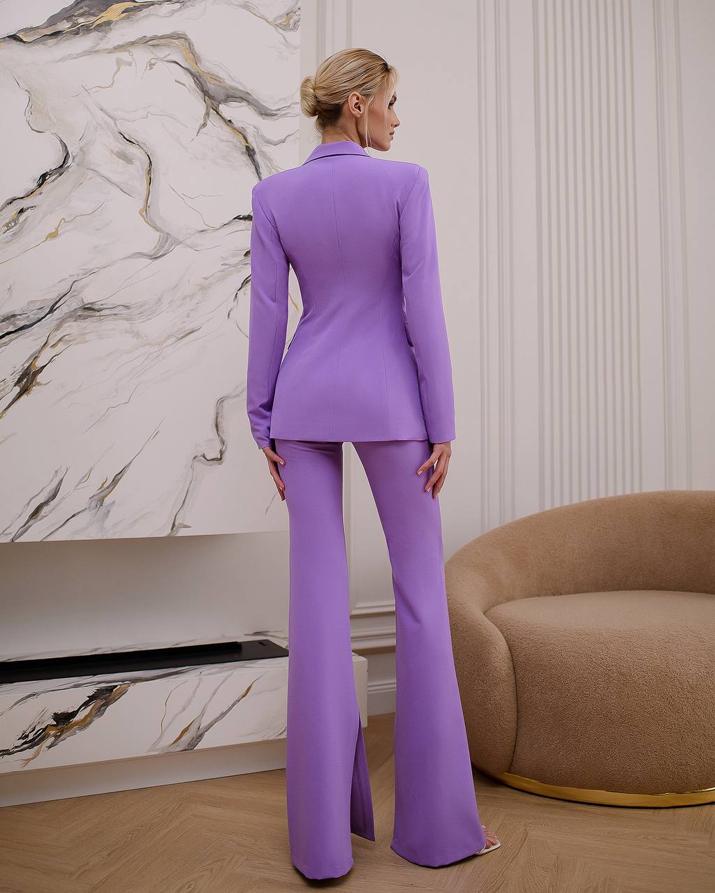 Premium Diagonal Suit Crepe Women Blazer and Trousers Set