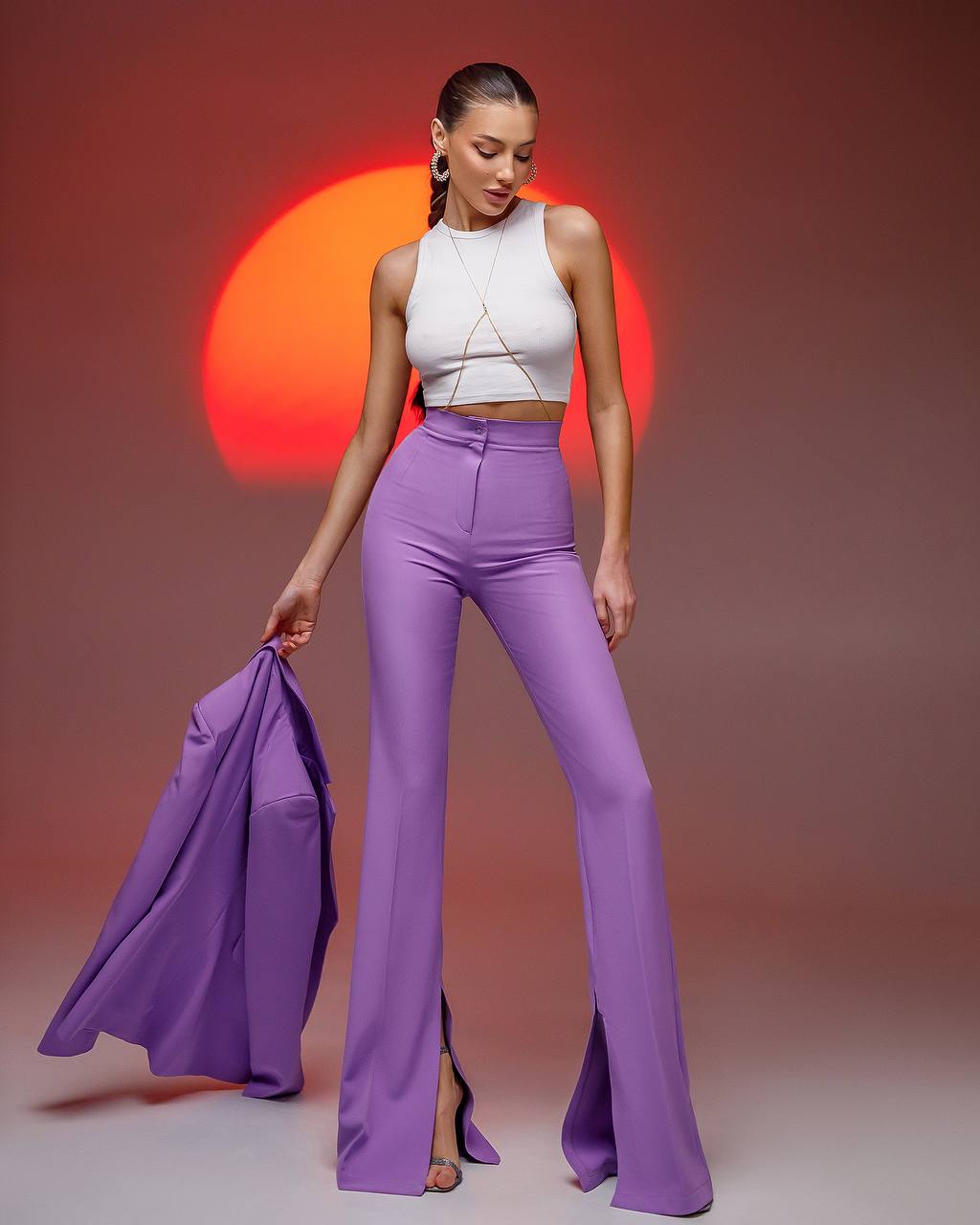 Premium Diagonal Suit Crepe Women Blazer and Trousers Set