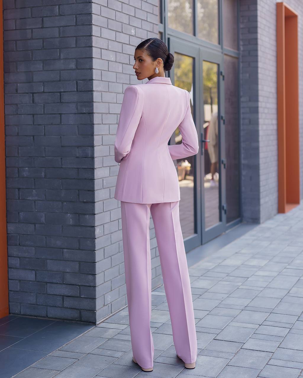 Womens Premium Crepe Diagonale Suit Blazer and Pants in Pink Black Red Blue and Milk