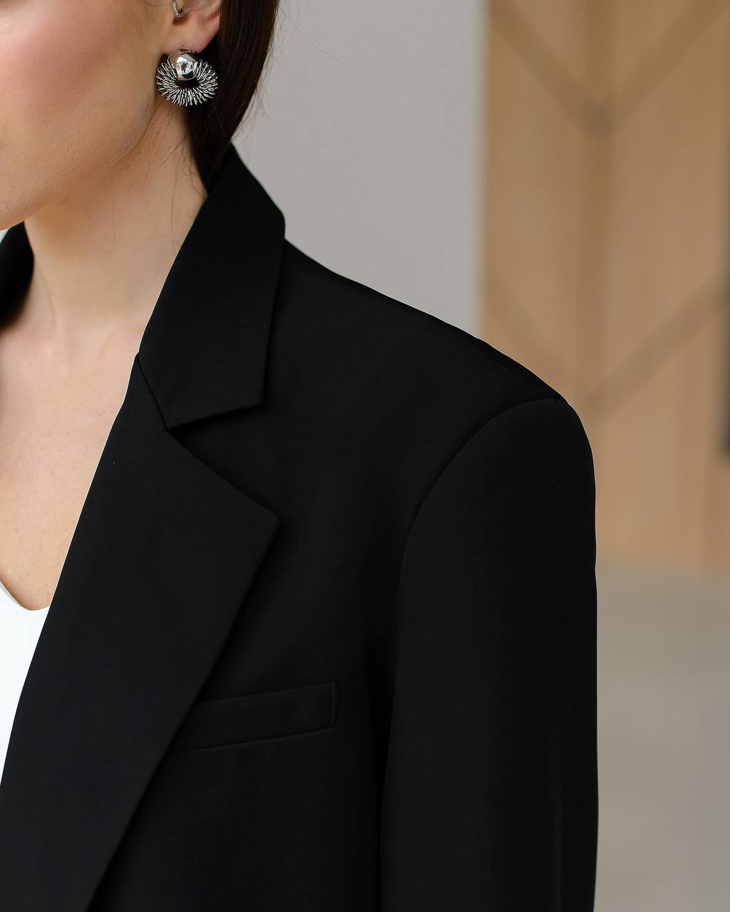 Oversize Black Blazer for Women Premium Suiting Crepe