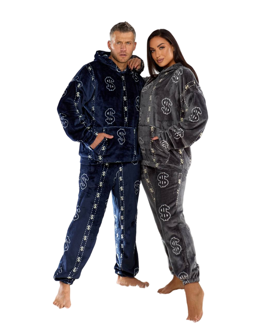 Unisex Warm Plush Hooded Pajamas for Cold Season