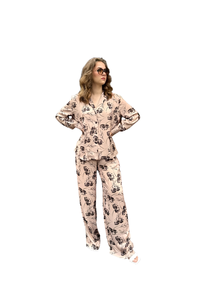 Stylish Comfortable Women's Floral Print Silk Lounge Set