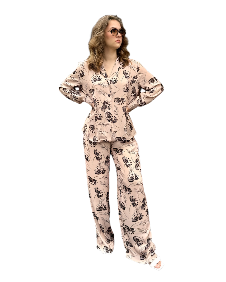 Stylish Comfortable Women's Floral Print Silk Lounge Set